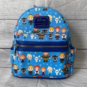 Loungefly Disney Frozen Chibi Characters  Mini Backpack Blue New
